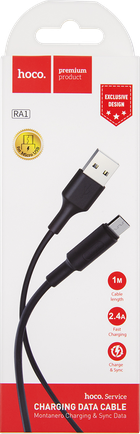 Кабель Hoco RA1 USB to microUSB 1m Black
