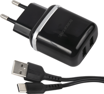 Зарядное устройство Borofone BA25A с кабелем USB-C Black