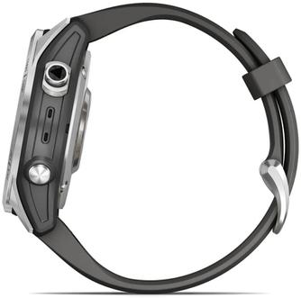 Умные часы Garmin Fenix 7S 42mm Silver, с чёрным ремешком