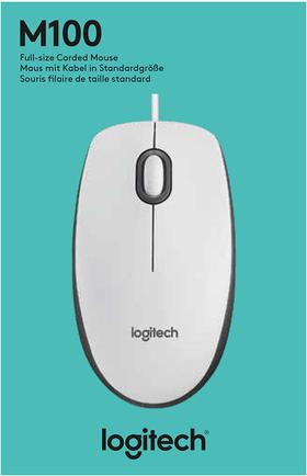 Мышь проводная Logitech M100 White