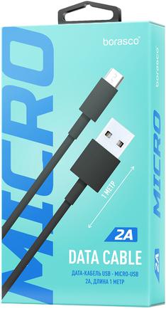 Кабель BoraSCO USB to micro-USB 2A 1m Black