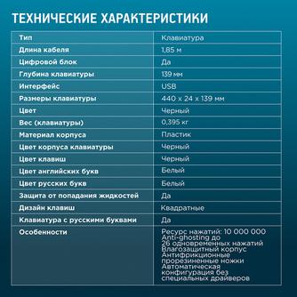 Клавиатура проводная Oklick 145M Black