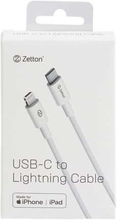Кабель Zetton USB-C to Apple Lightning 1m White