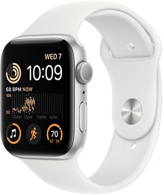 Умные часы Apple Watch SE, 44 мм Серебристый / белый спортивный ремешок M/L