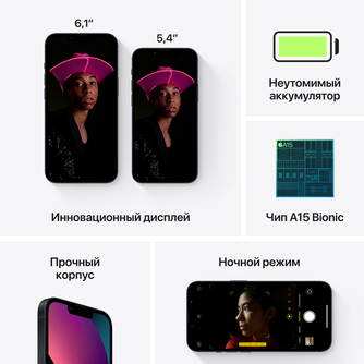 Смартфон Apple iPhone 13 mini 128GB «Тёмная ночь»