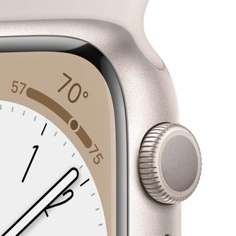 Умные часы Apple Watch Series 8, 45 мм сияющая звезда, с бежевым Sport ремешком M/L