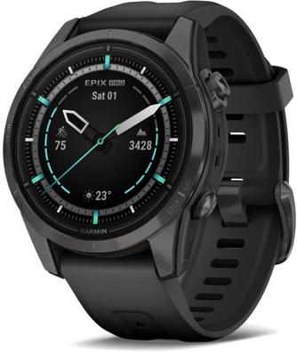 Умные часы Garmin Epix Pro (Gen 2) Sapphire 42mm Carbon Gray, с чёрным ремешком