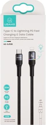 Кабель Usams U76 USB-C to Apple Lightning 1.2m Black