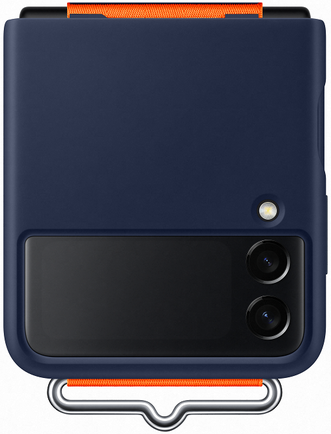 Клип-кейс Samsung Silicone Cover with Strap Z Flip3 с креплением-ремешок Navy