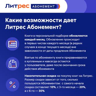 Абонемент ЛитРес на 3 книги каждый месяц — 3 месяца