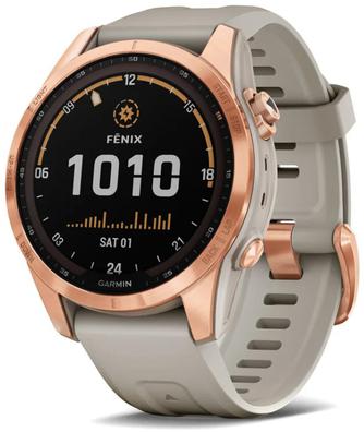 Умные часы Garmin Fenix 7S Solar 42mm Rose Gold, с серым ремешком