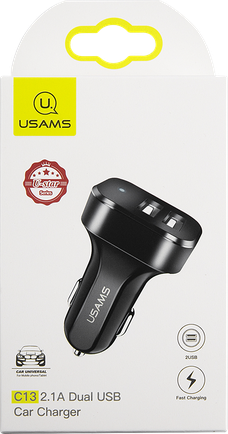 Автомобильное зарядное устройство Usams US-CC087 2xUSB Black