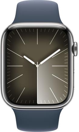 Умные часы Apple Watch Series 9 GPS + Cellular, 45mm Stainless Steel Silver с синим ремешком S/M