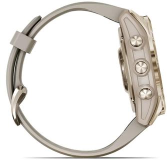 Умные часы Garmin Fenix 7S Sapphire Solar 42mm Cream Gold, с бежевым ремешком