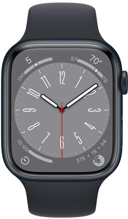 Умные часы Apple Watch Series 8, 41 мм чёрный, с черным Sport ремешком M/L