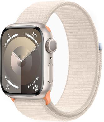 Умные часы Apple Watch Series 9, 41mm Aluminum Starlight с бежевым ремешком
