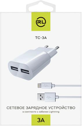 Зарядное устройство Red Line ТС-3A с кабелем Apple Lightning White
