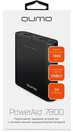 Портативное зарядное устройство Qumo PowerAid 7800 Black