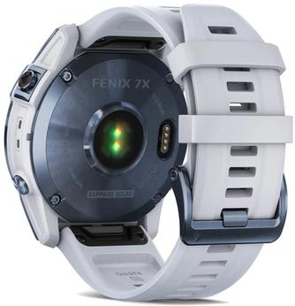 Умные часы Garmin Fenix 7X Sapphire Solar 51mm Mineral Blue Titanium, с ремешком Whitestone