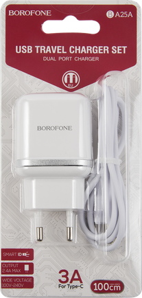 Зарядное устройство Borofone BA25A с кабелем USB-C White