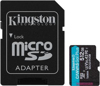 Карта памяти Kingston Canvas Go Plus microSDXC UHS-I U3 V30 A2 512GB с адаптером