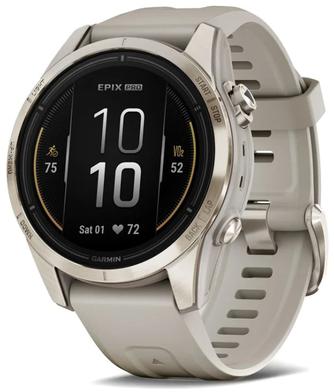 Умные часы Garmin Epix Pro (Gen 2) Sapphire 42mm Soft Gold, с золотистым ремешком