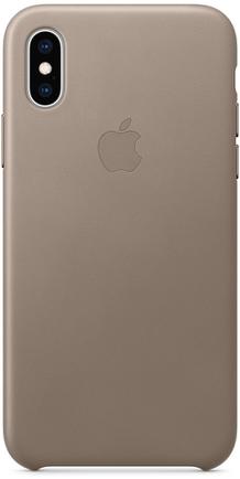 Клип-кейс Apple Leather Case для iPhone Xs Платиново-серый