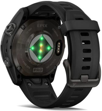Умные часы Garmin Epix Pro (Gen 2) Sapphire 42mm Carbon Gray, с чёрным ремешком