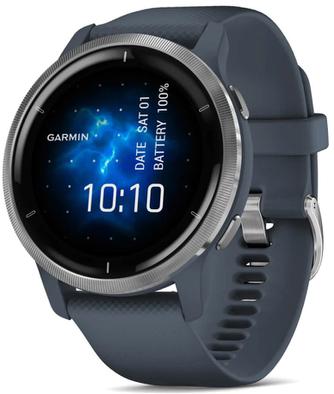 Умные часы Garmin Venu 2 45mm Silver/Blue, с синим ремешком