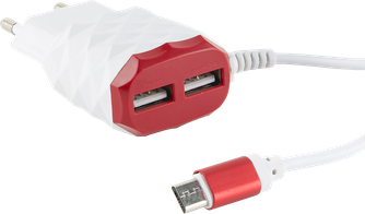 Зарядное устройство Red Line NC-2.1AC(B) microUSB Red