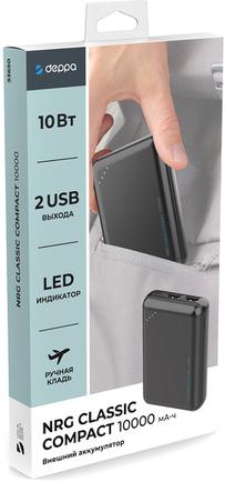 Портативное зарядное устройство Deppa NRG Classic Compact 10000mAh Black