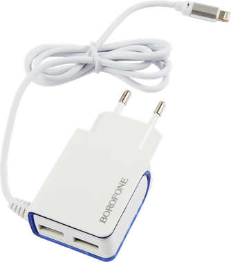 Зарядное устройство Borofone BA35A с кабелем Apple Lightning White