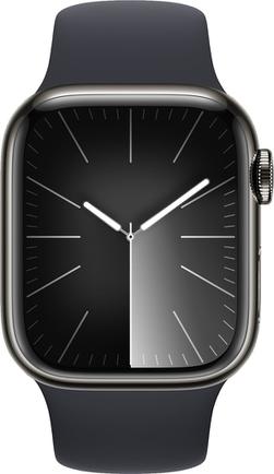 Умные часы Apple Watch Series 9 GPS + Cellular, 41mm Stainless Steel Graphite с чёрным ремешком M/L