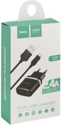 Зарядное устройство Hoco C12 microUSB Black