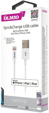 Кабель Olmio USB to Apple Lightning 1m White