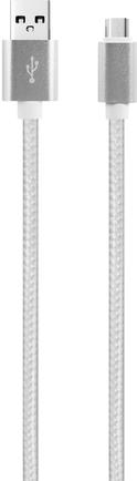 Изображение товара Кабель Red Line Nylon USB to microUSB 1m 2A Silver для зарядки и передачи данных