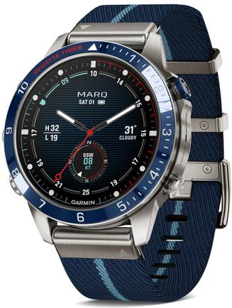 Умные часы Garmin Marq Captain (Gen 2) 46mm Silver/Blue, с синим ремешком