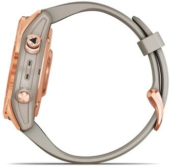 Умные часы Garmin Fenix 7S Solar 42mm Rose Gold, с серым ремешком