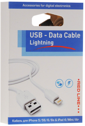 Кабель Red Line USB – Apple Lighting White