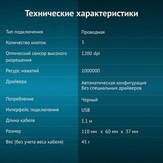 Проводная мышь Oklick 185M Black