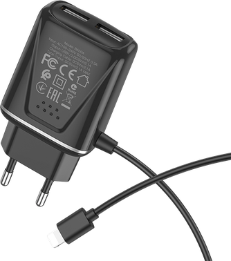 Зарядное устройство Borofone BA50A с кабелем Apple Lightning Black