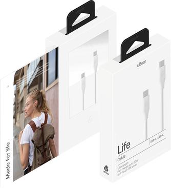Кабель uBear Life USB-C to USB-C 60W 1.2m White