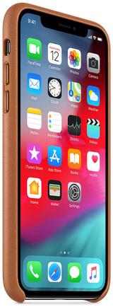 Клип-кейс Apple Leather Case для iPhone Xs Золотисто-коричневый
