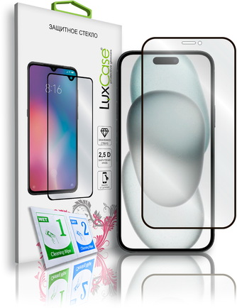 Защитное стекло LuxCase 2.5D Full Glue для Apple iPhone 15 Black