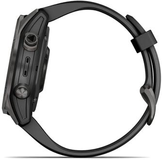 Умные часы Garmin Fenix 7S Sapphire Solar 42mm Carbon Gray, с чёрным ремешком