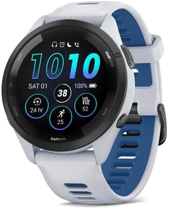 Умные часы Garmin Forerunner 265 46mm Black/Whitestone, с серо-синим ремешком