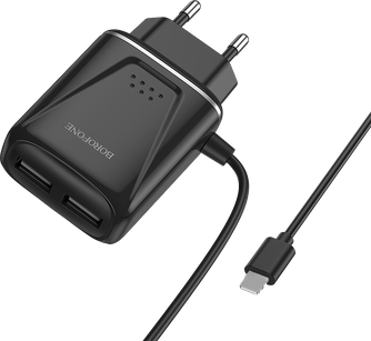 Зарядное устройство Borofone BA50A с кабелем Apple Lightning Black