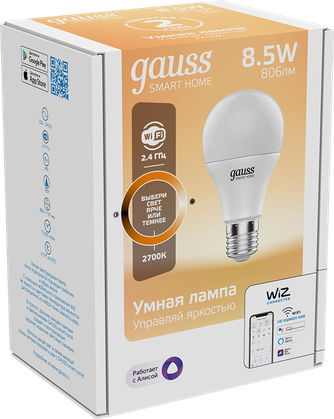 Умная лампочка Gauss Smart Home SMD DIM A60 E27 White