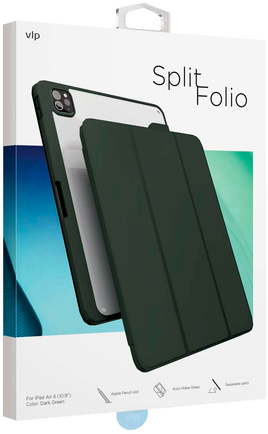 Клип-кейс VLP Split Folio для планшета Apple iPad Air M2 11"/iPad Air 4/5 10,9" тёмно-зелёный