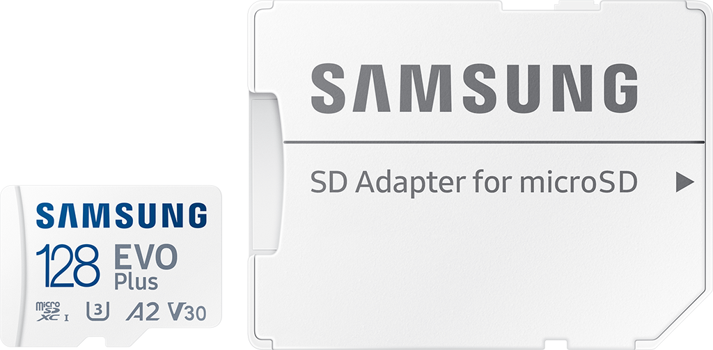 Карта памяти Samsung Evo Plus microSDXC A2 128GB с адаптером